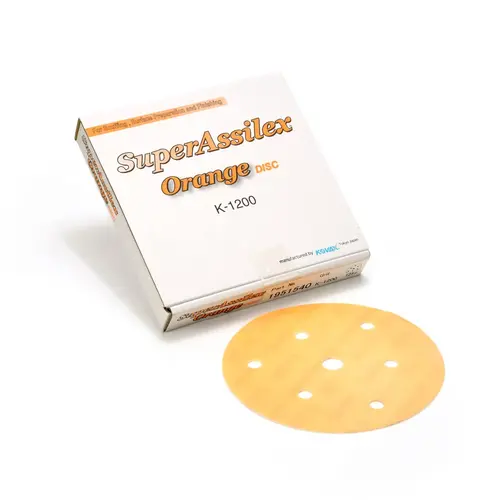 5" Super Assilex Disc, 7 Holes, Grit K1200, Orange, 20 Discs 5" Super Assilex Disc, 7 Holes, Grit K1200, Orange, 20 Discs