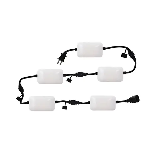 Linkable 50ft LED Construction String Light, String Work Light with 5 Adjustable Light Heads, 7500 Lumen Linkable 50ft LED Construction String Light, String Work Light with 5 Adjustable Light Heads, 7500 Lumen