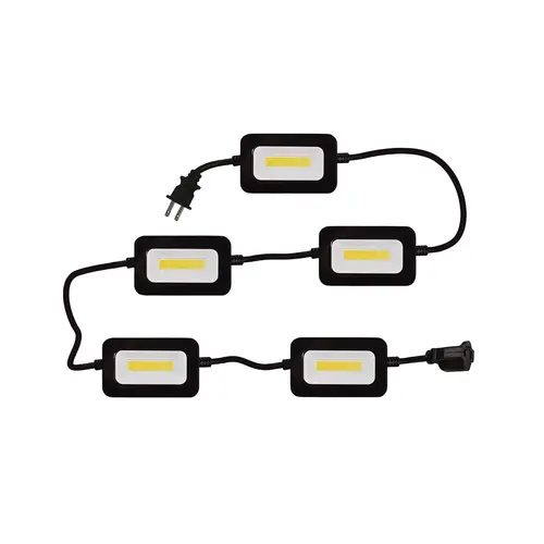 Linkable 50ft LED Construction String Light, String Work Light with 5 Light Heads, 5000 Lumen Linkable 50ft LED Construction String Light, String Work Light with 5 Light Heads, 5000 Lumen