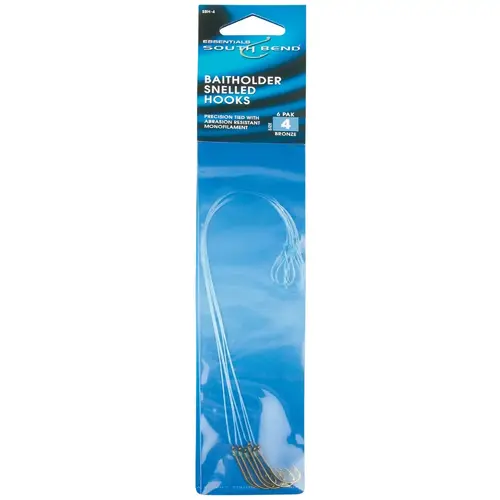 Size 4 Baitholder Snelled Hooks - pack of 6 Size 4 Baitholder Snelled Hooks - pack of 6
