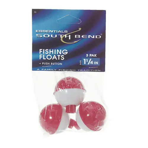 1-1/4 In. Red & White Push-Button Fishing Bobber Float - pack of 3