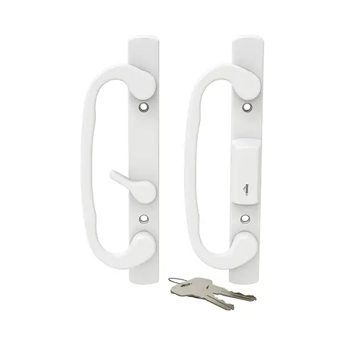 Patio Door Handle Keyed Offset Latch White Finish