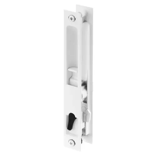 Sliding Patio Door Latch, Flush Mounted, White, Diecast, 7-1/4-In. Sliding Patio Door Latch, Flush Mounted, White, Diecast, 7-1/4-In.
