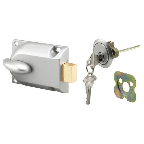Deadbolt Lock 1.5" W X 3.75 L Diecast Aluminum Silver Deadbolt Lock 1.5" W X 3.75 L Diecast Aluminum Silver