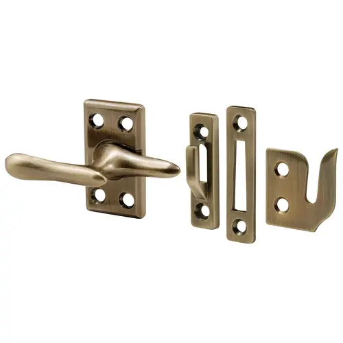 Casement Lock, Antique Brass, 3 Keepers, Screws (1 Set) Casement Lock, Antique Brass, 3 Keepers, Screws (1 Set)