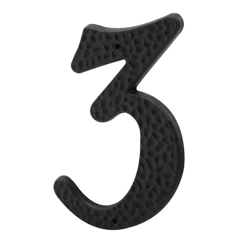 3 in. House Number 3, Plastic, Black with Nails (2 Pack)