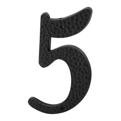 3 in. House Number 5 with Nails, Black Plastic - Pair