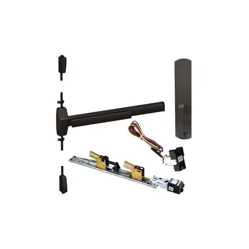 KIT - Fire-Rated (No Dogging), QEL (Quiet Electric Latch Retraction), RX (Request to Exit Switch), SVR (Surface Vertical Rod) Exit Device, 990DT Dummy Pull Trim, 36" x 84", Grade 1, 710 Dark Bronze KIT - Fire-Rated (No Dogging), QEL (Quiet Electric Latch Retraction), RX (Request to Exit Switch), SVR (Surface Vertical Rod) Exit Device, 990DT Dummy Pull Trim, 36" x 84", Grade 1, 710 Dark Bronze