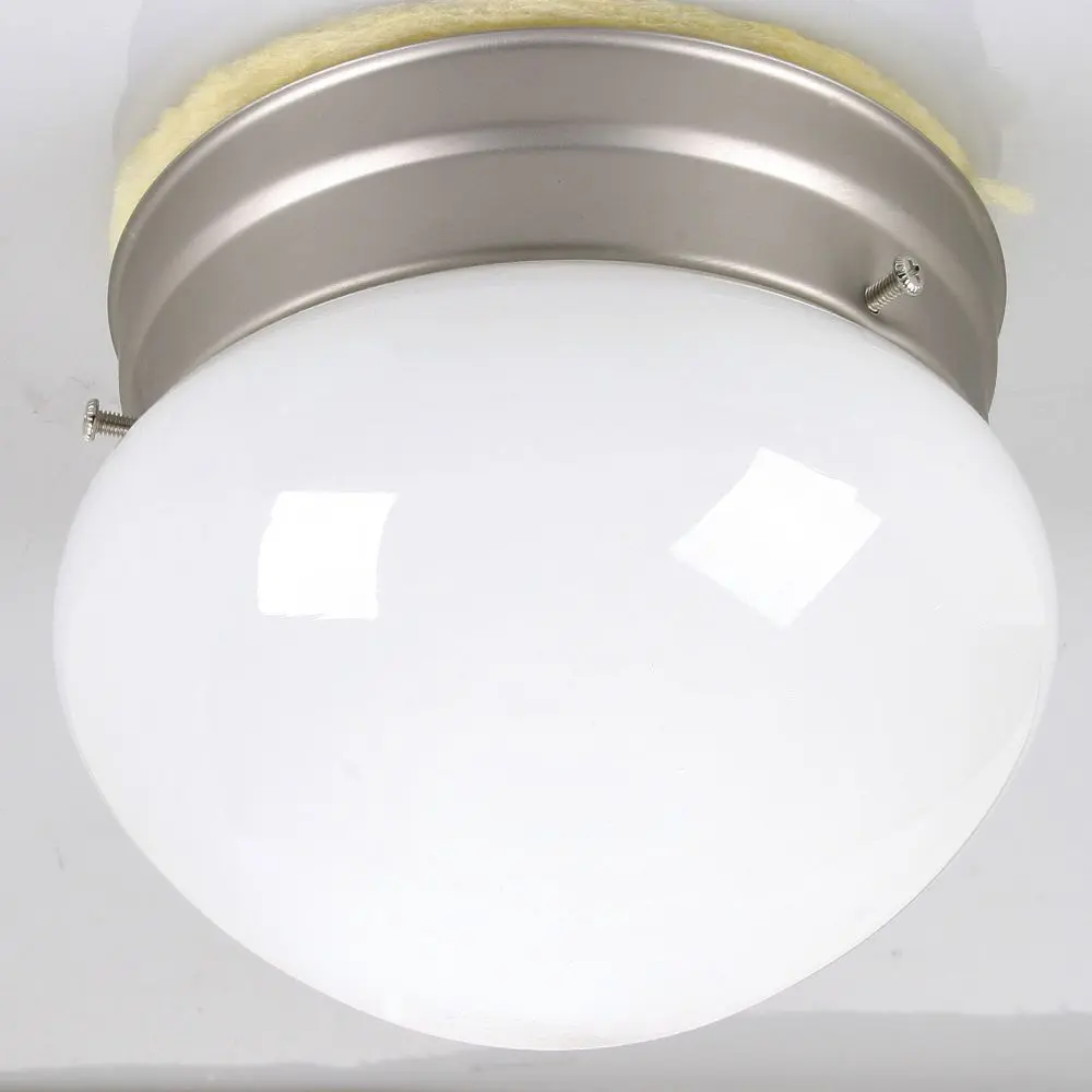 GENERIC PRIVATE BRAND Generic Private Brand 1 Light Flush Mount Fixture Brushed NICKEL White Glass 6 4731-62