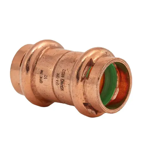Quickfitting Surepress 1/2" X 1/2" Copper Coupling W/Stop Press Package Of 10 Quickfitting Surepress 1/2" X 1/2" Copper Coupling W/Stop Press Package Of 10