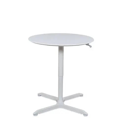 Luxor 32" Pneumatic Height Adjustable Round Caf Table White Luxor 32" Pneumatic Height Adjustable Round Caf Table White