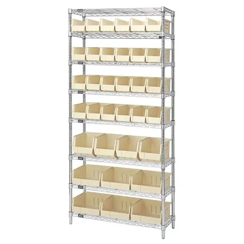 Quantum Storage Systems Wire Shelving Ivory Bin 60 X 12 X 74 Grey Epoxy Finish Black Quantum Storage Systems Wire Shelving Ivory Bin 60 X 12 X 74 Grey Epoxy Finish Black