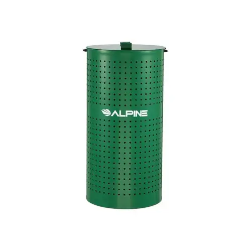 Alpine Industries 10 Gallon Steel Pet Waste Green Receptacle Trash Can With Lid