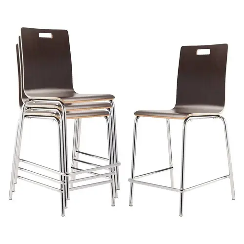 National Public Seating Bushwick Caf Stool, 24"H, Espresso Package Of 4 Chrome National Public Seating Bushwick Caf Stool, 24"H, Espresso Package Of 4 Chrome