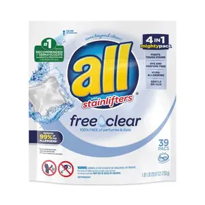 All 73978 All Mighty Pacs Free Clear Super Concentrated He Laundry Detergent 39/Pack Case Of 6