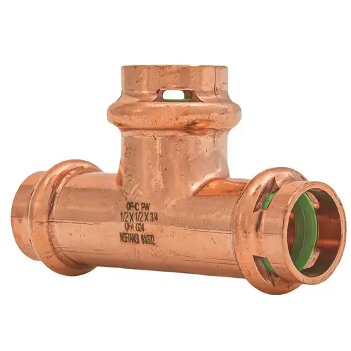 Quickfitting Surepress 1/2" X 1/2" X 3/4" Copper Tee Quickfitting Surepress 1/2" X 1/2" X 3/4" Copper Tee