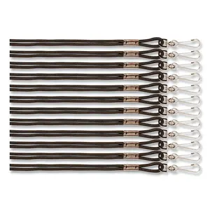Champion Sport 126BLK Champion Sports Lanyard, Metal J-Hook Fastener, 20" Long, Black, Package Of 12