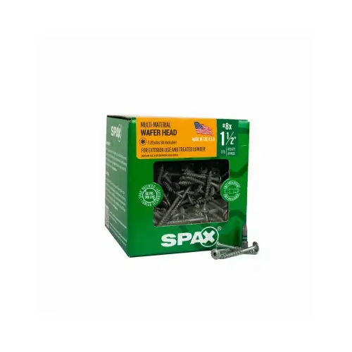 8 x 1-1/2 In. Wafer Head T-20+ HCR-X (Exterior Rated) Cabinet Screw 3 Lb. (495-Count) 8 x 1-1/2 In. Wafer Head T-20+ HCR-X (Exterior Rated) Cabinet Screw 3 Lb. (495-Count)