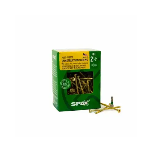 #8 x 2-1/2 In. Flat Head Interior Multi-Material Construction Screw (1 Lb. Box) #8 x 2-1/2 In. Flat Head Interior Multi-Material Construction Screw (1 Lb. Box)