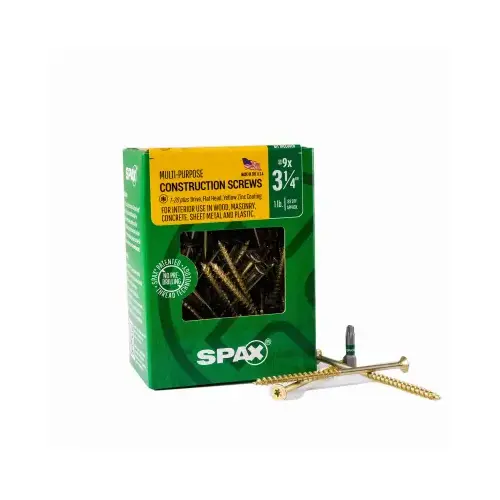 #9 x 3-1/4 In. Flat Head Interior Multi-Material Construction Screw (1 Lb. Box)