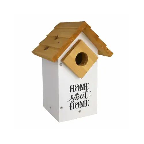 6.75 In. W. x 11 In. H. x 6 In. D. Cedar Farmhouse Bluebird House White 6.75 In. W. x 11 In. H. x 6 In. D. Cedar Farmhouse Bluebird House White