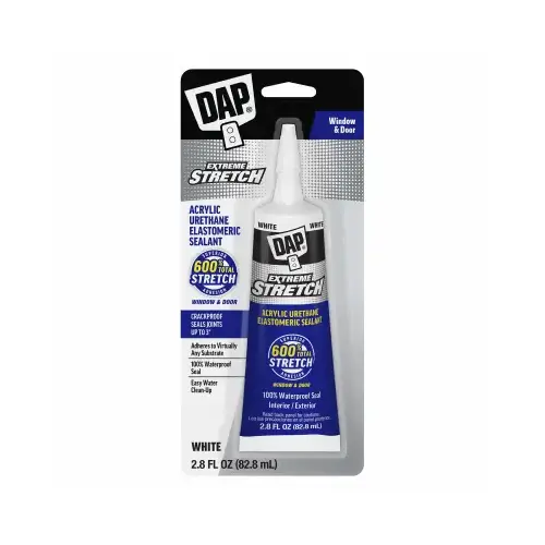 EXTREME STRETCH Window and Door Premium Elastomeric Sealant, White, 2 hr Paintable, 24 hr Water Ready Curing EXTREME STRETCH Window and Door Premium Elastomeric Sealant, White, 2 hr Paintable, 24 hr Water Ready Curing