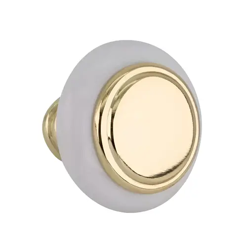 Hardware Traditional Mushroom Kitchen Cabinet Knob 1-1/4" Dia White/Polished Brass - pack of 2 Hardware Traditional Mushroom Kitchen Cabinet Knob 1-1/4" Dia White/Polished Brass - pack of 2
