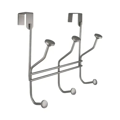 Steel Door Hook Rack Organizer, 9-3/4" Length, Steel, Silver Finish