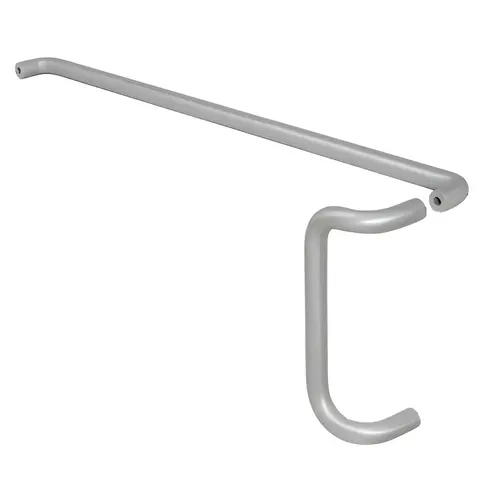 Solid Push Bar and Pull Handle, Set 1" Diameter, 2-1/4" Projection, Aluminum Material, Satin Chrome Finish