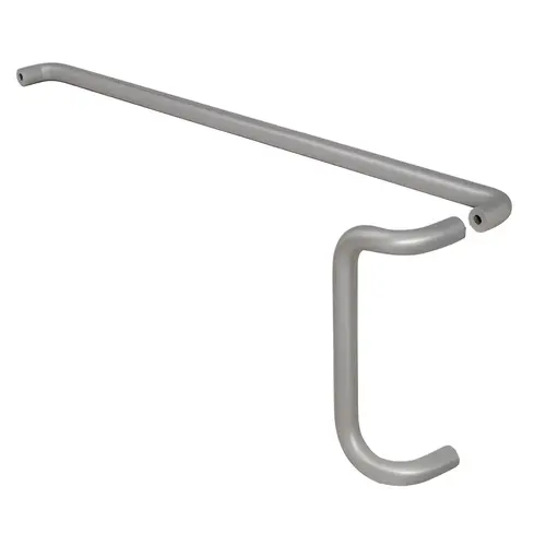 Solid Push Bar and Pull Handle, Set 1" Diameter, 2-1/4" Projection, Aluminum Material, Brushed Stainless Steel Finish Solid Push Bar and Pull Handle, Set 1" Diameter, 2-1/4" Projection, Aluminum Material, Brushed Stainless Steel Finish