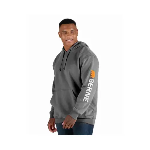 Men's Medium Regular Graphite Signature Sleeve Hooded Pullover Sweatshirt
