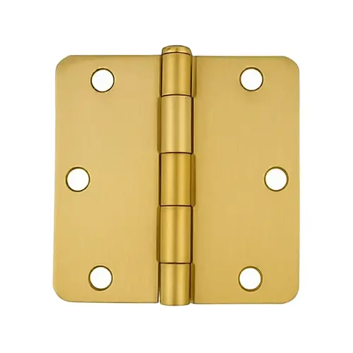 Plain Bearing Butt Hinge Radius Corners Non Rising Removable Pin Type 3-1/2" Height 3-1/2" Width Satin Brass Finish Pair