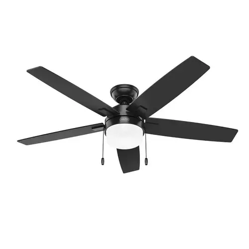 Hunter Fan 52" Anisten Ceiling Fan With LED Light And Pull Chain, Matte Black
