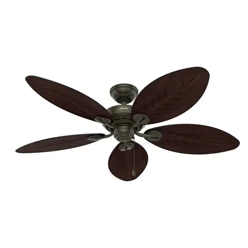 Hunter Fan 54" Bayview Ceiling Fan And Pull Chain, Damp Rated, Provencal Gold Bronze