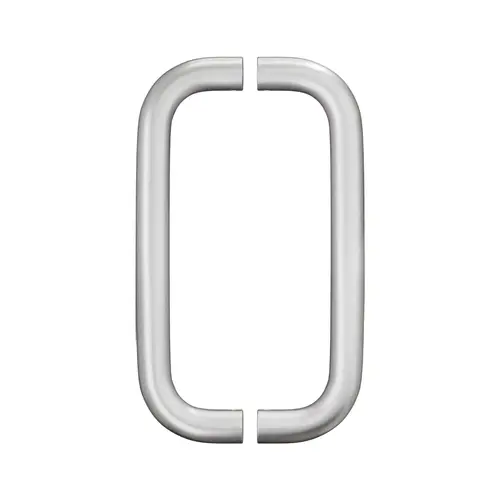 Straight Back-to-Back Pull Handle, 9" Length, 8" Mounting Center To Center, 1" Diameter, Aluminum Material, Brushed Stainless Steel Finish Straight Back-to-Back Pull Handle, 9" Length, 8" Mounting Center To Center, 1" Diameter, Aluminum Material, Brushed Stainless Steel Finish