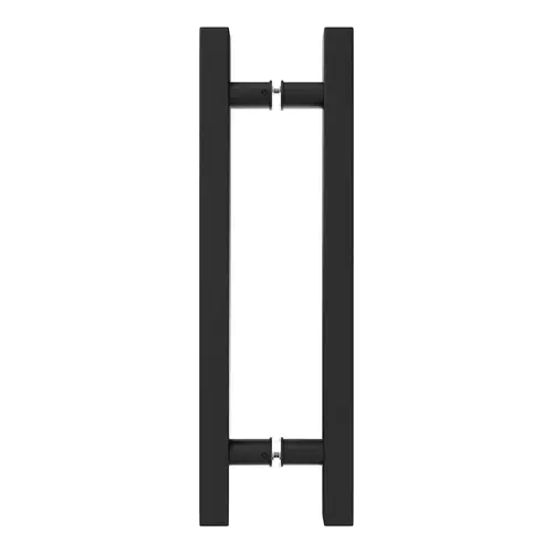 Square Ladder Pull Back-to-Back Handle 12" Length, 8" Mounting Center To Center, 5/16" To 1/2" Glazing Thickness, Matte Black Finish