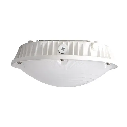60W Wattage Selectable LED Round Canopy Light CCT 5000K AC 120-277V White