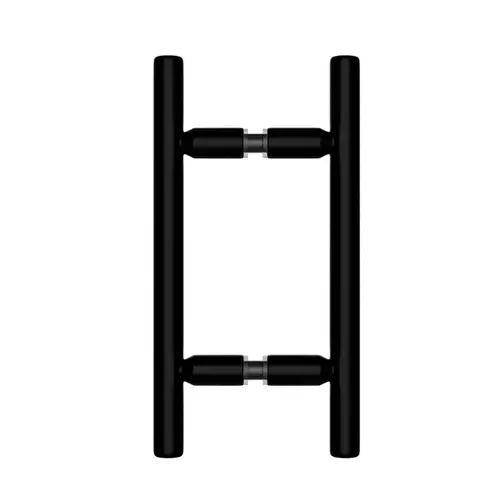 Ladder Style Back-to-Back Pull Handle, 10" Length, 6" Mounting Center To Center, Glazing Thickness 5/16" To 1/2", Matte Black Finish Ladder Style Back-to-Back Pull Handle, 10" Length, 6" Mounting Center To Center, Glazing Thickness 5/16" To 1/2", Matte Black Finish