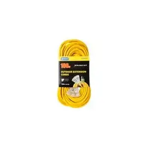 BERGEN OC1001233T 12/3 SJTW Extension Cord Triple Tap 100 ft Yellow