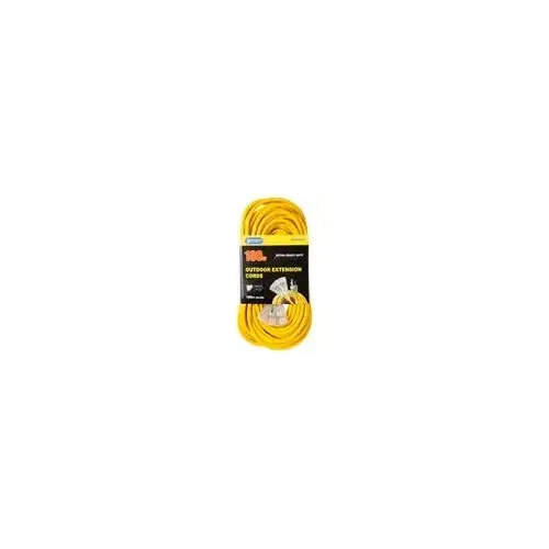 12/3 SJTW Extension Cord Triple Tap 100 ft Yellow 12/3 SJTW Extension Cord Triple Tap 100 ft Yellow