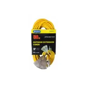 BERGEN OC501233T 12/3 SJTW Extension Cord Triple Tap 50 ft Yellow