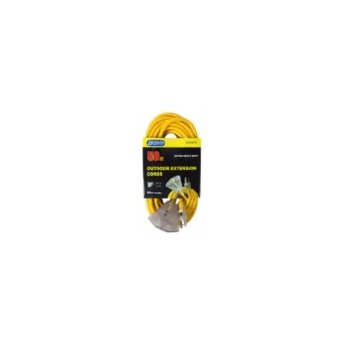 12/3 SJTW Extension Cord Triple Tap 50 ft Yellow 12/3 SJTW Extension Cord Triple Tap 50 ft Yellow