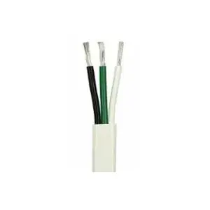 Bluewater Supply W8/3-25 8/3 UL Flat Boat Cable Blk/Grn/Wht -Wht Jkt 25 ft
