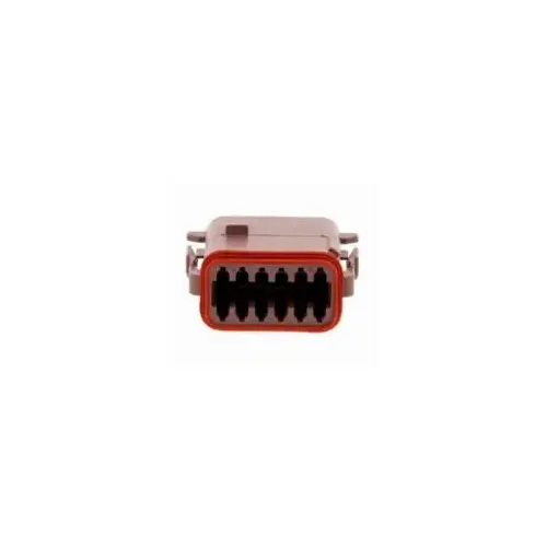DT Series Plug, Rectangular, Brown, 12 Cavities, Contact Size 16, Current Rating 13