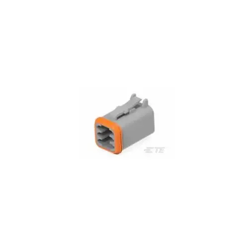 DT Series Plug, Rectangular, Grey, 6 Cavities, Contact Size 16, Current Rating 13