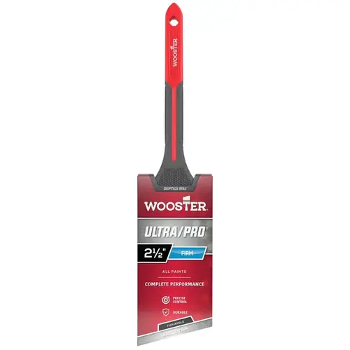 Wooster Ultra/Pro GRIPTECH MAX Series Paint Brush, 2-1/2 in W, Firm Thin Angle Brush, 2-7/8 in L Bristle Wooster Ultra/Pro GRIPTECH MAX Series Paint Brush, 2-1/2 in W, Firm Thin Angle Brush, 2-7/8 in L Bristle