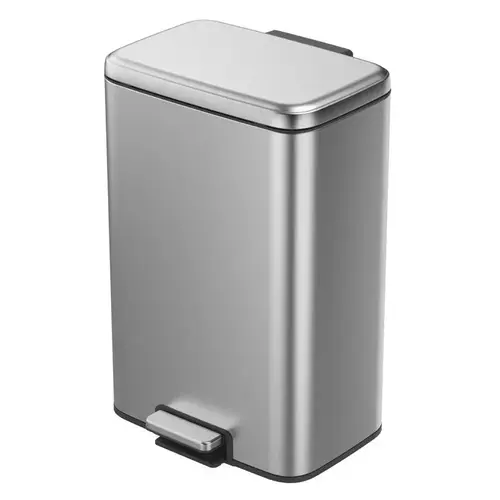Trash Can Maxwell 13.2 gal Silver Stainless Steel Step Pedal Silver Trash Can Maxwell 13.2 gal Silver Stainless Steel Step Pedal Silver