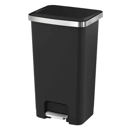 Trash Can Hana 11.9 gal Black Plastic Step Pedal Black Trash Can Hana 11.9 gal Black Plastic Step Pedal Black