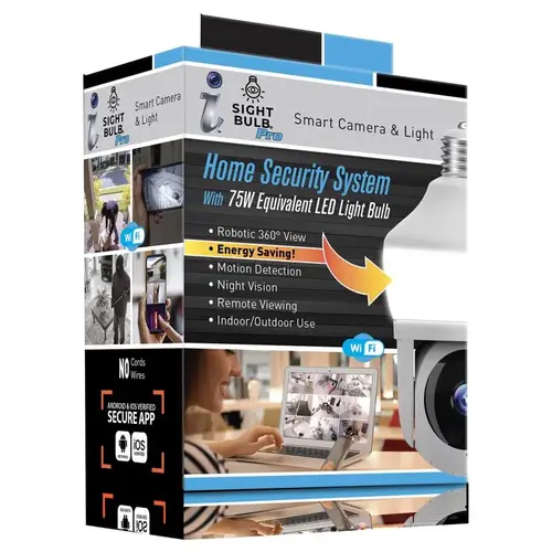 Security Camera Sght Bulb Plug-n ndoor and Outdoor Smart-Enabled White