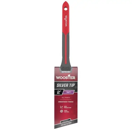 Wooster Silver Tip GRIPTECH MAX Series Paint Brush, 2 in W, Thin Angle Brush, 2-5/8 in L Bristle, Rattail Handle Wooster Silver Tip GRIPTECH MAX Series Paint Brush, 2 in W, Thin Angle Brush, 2-5/8 in L Bristle, Rattail Handle